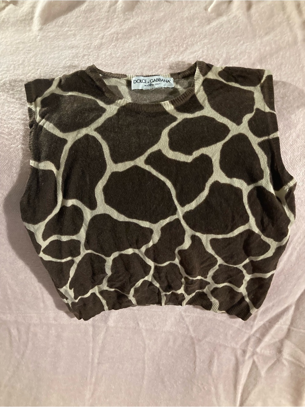 Dolce & Gabbana Kids Brown and Cream Giraffe Print Knit Tank